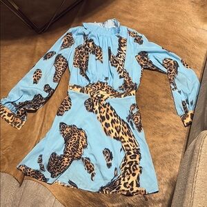 Blue Leopard Print Dress